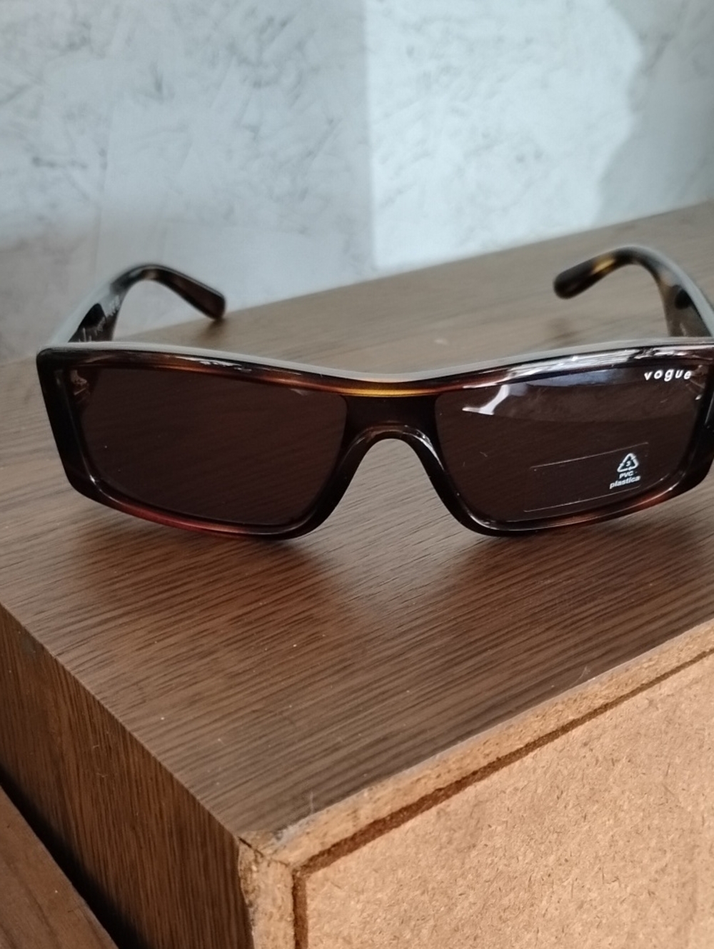 Vogue Men's Rectangular Dark Brown Sunglasses